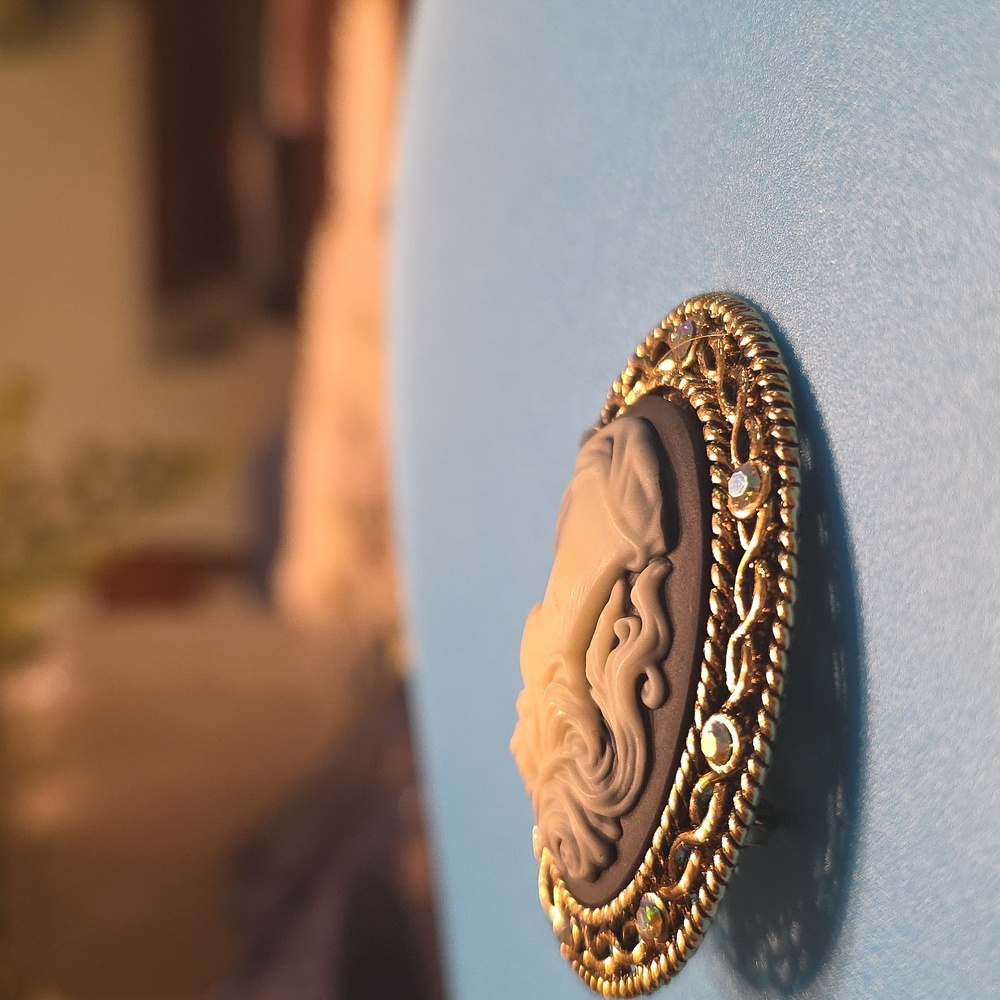 Elegant Gold and Brown Cameo Brooch With - Picture 4 of 5